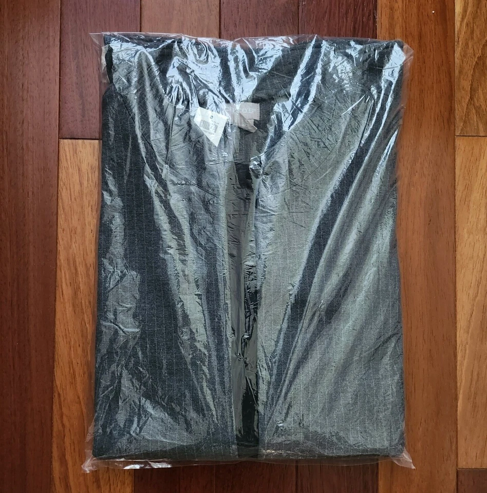 NWT $119 Chico's Ponte Stripe Gray Classic Blazer Long Sleeve Jacket 4, 20/22 - Image 2 of 4