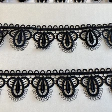 2 Yards Black Eyelet Fringe Trim for Sewing/Crafts/Bridal/ 1.25" Wide