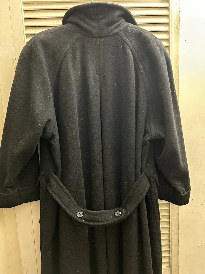 RARE! Vintage TOGETHER Black 75% Wool Long Coat Size 4 - Image 2 of 4