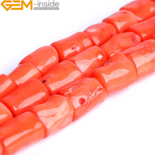 Cuentas de coral piedras preciosas columna tubo carcasa para hacer joyas sueltas cuentas 15" Reino Unido - Imagen 8 de 32
