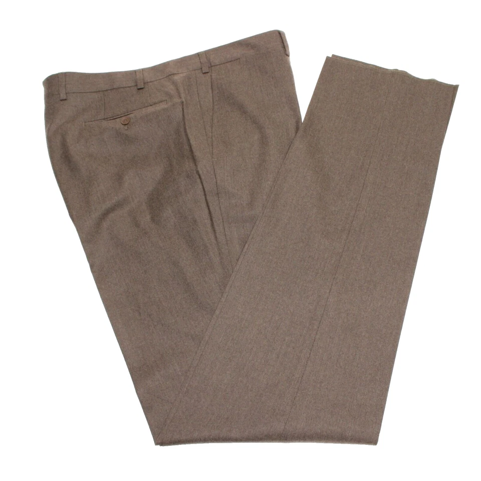 Pantalones de vestir Luciano Barbera nuevos sin etiquetas 100 % lana frente plano talla 52 (36 EE. UU.) en marrón Foto 2 de 4