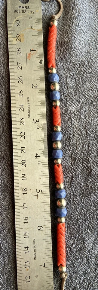 Chevron naranja antiguo abalorio de comercio africano en plata de ley Foto 4 de 4