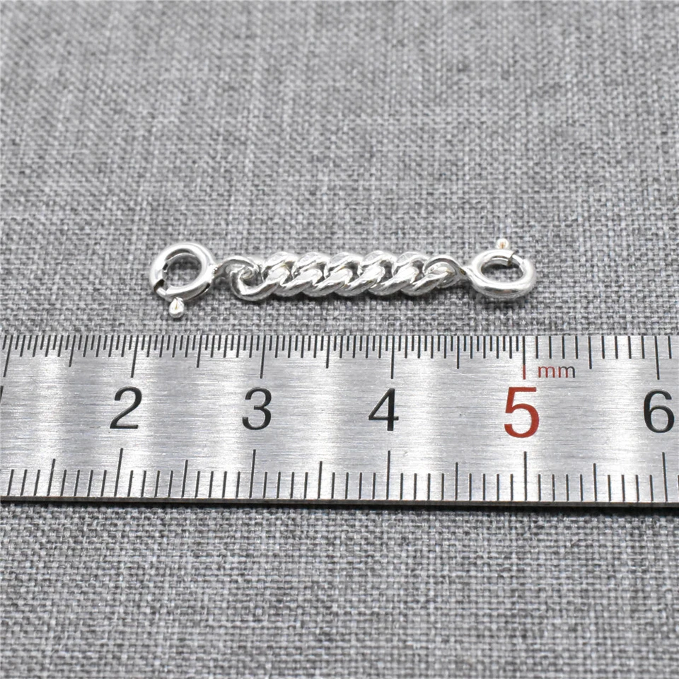 2pcs of 925 Sterling Silver Curb Chain Extensions w/ Spring Clasp for Necklace - Image 2 of 4