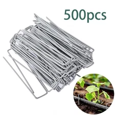 500 Pack 6" 11 Gauge Landscape Staples Garden Stakes Galvanized Sod Staples