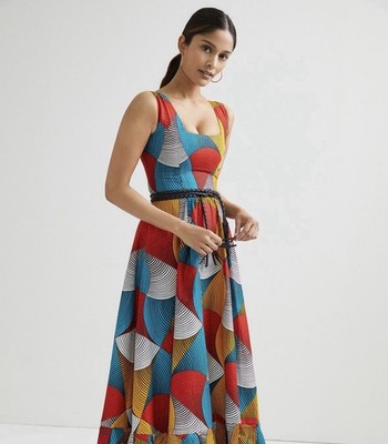 Anthropologie Sika 26W Geometric Tank Plus Midi Plus Dress ALTERED Ghana