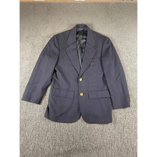 Vintage Polo Ralph Lauren Boys Navy Blue Wool Blazer Gold Crest Buttons Size 12
