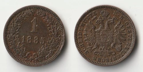 Photo of a 1885 Austria 1 Kreuzer from an eBay listing that sold on May 20, 2026