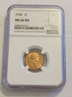1938-P LINCOLN WHEAT CENT NGC MS 66 RD