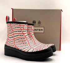 Hunter PLAY BOOT SHORT SONIC LOGO Women's NEW Boots White US Size 10