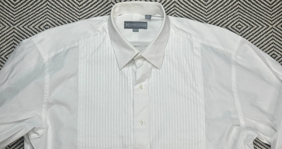 Hickey Freeman Men's 100% Cotton Long Sleeve Tuxedo Dress Shirt Size 16.5-33 - Image 2 of 4