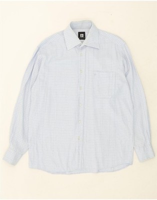 ROCCOBAROCCO Mens Shirt Size 40 15 1/2  Medium Blue Check AP13