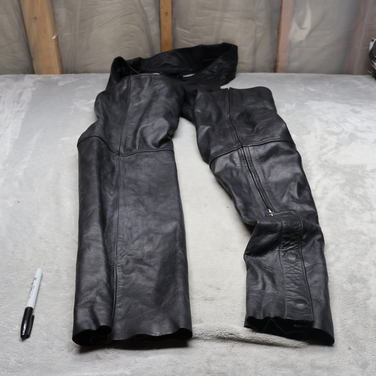 Harley Davidson Leather Chaps Men Large Black Motorcycle Riding 32