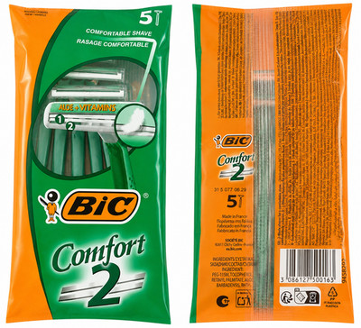 BIC Comfort 2 Einwegrasierer 5 Stück Aloe Vitamine 2 Klingen Herrenrasierer Neu