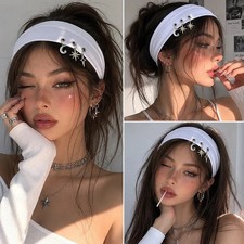 New Large Button Hollowed Out Eyelets Elastic Headband Colorful Sweet Style