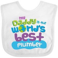 Inktastic Daddy Worlds Best Plumber Baby Bib Childs Kids Plumbers Like Cute