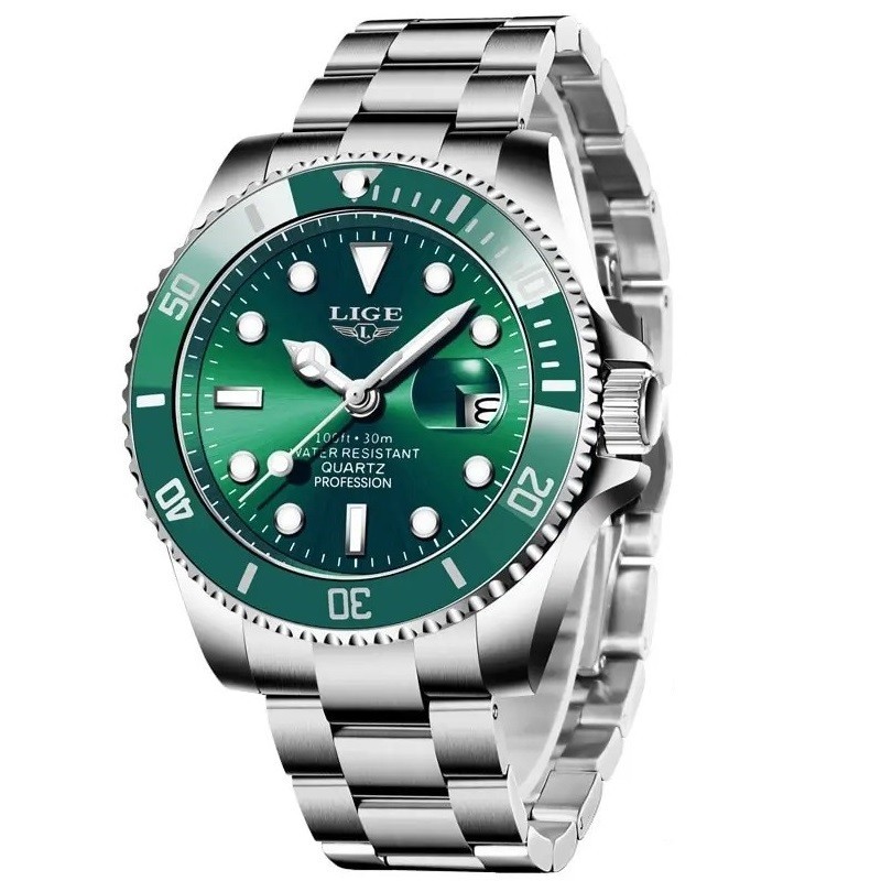 Montre LIGE étanche 30ATM avec cadran sport et bracelet acier résistant
