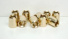 SET OF 10 POLISHED BRASS 1" CANDLE FOLLOWERS, BURNERS, TOPPERS, FOLLOWER