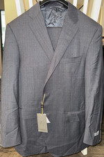 Canali Gray Worsted Wool 2-Piece Suit Regular Fit Size 46R