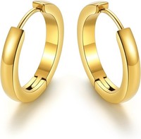 Ohrringe Creolen Edelstahl 7-16Mm Huggie Hoop Silber Gold Schwarz Damen Herren