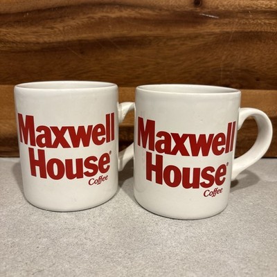 Lot of 2 VINTAGE MAXWELL HOUSE Coffee Mugs - Made In England -  White / Red Logo