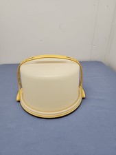 Tupperware Cake Carrier Harvest Gold 683/ 683 With Handle Made In The USA