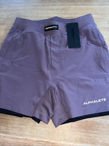 Alphalete Infinity Tech Speed Shorts Liner Stretch Lila Herren M Neu 5 Inch
