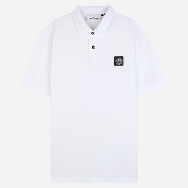 Stone Island Compass Logo Short Sleeve Regular Fit Polo Shirt White 152163625