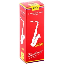 Vandoren Java Red Tenor Saxophone Reeds Strength 2.5, Box of 5