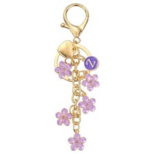 Initial Letter Keychain, Cute Flower Letter-Z Keychains for Women Girls Purple