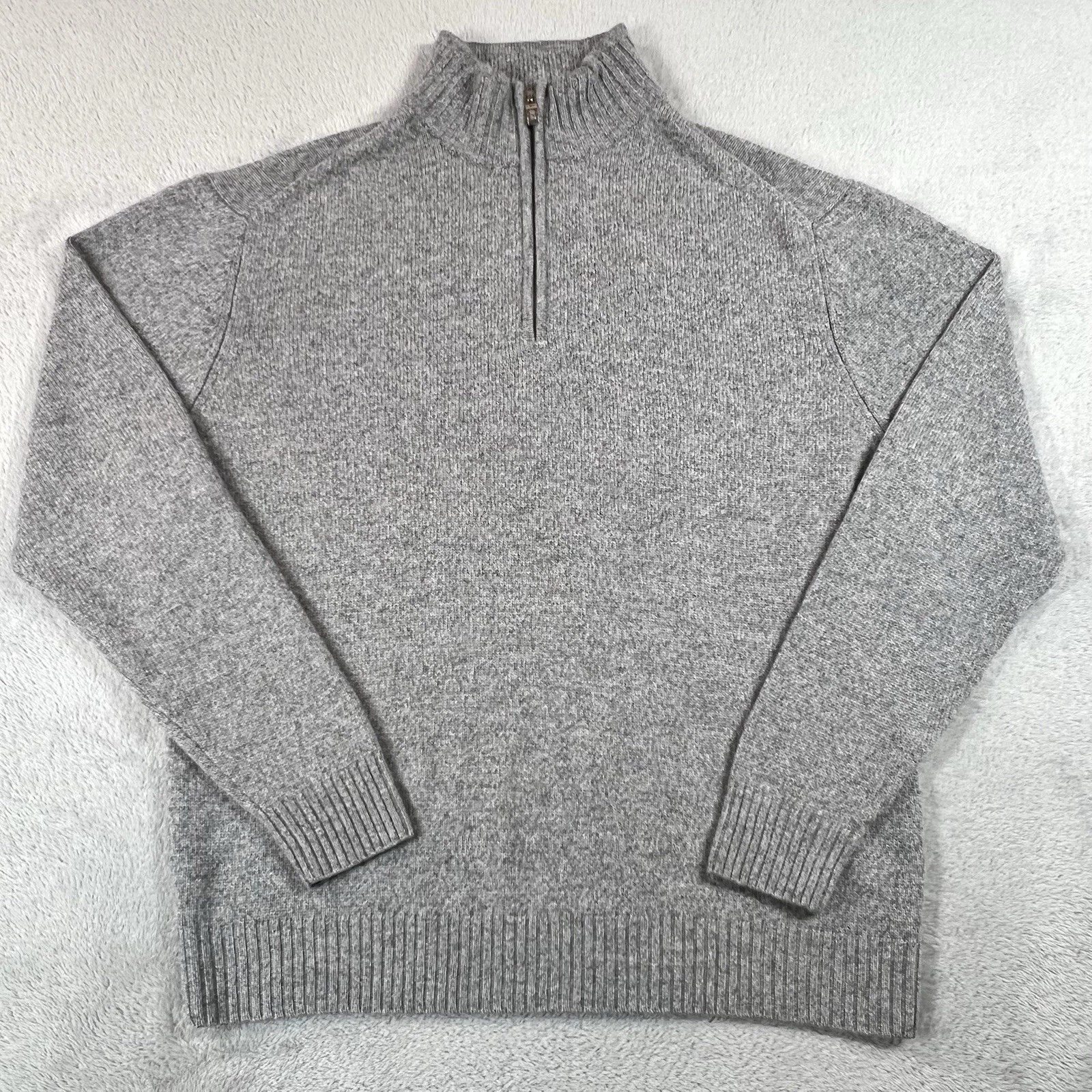 Enya Montanani Sweater Mens Large Gray Long Sleeve Quarter Zip 100% Wool