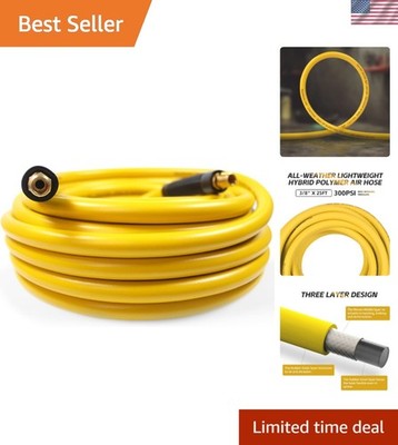 Versatile 25-Foot Air Hose   3/8 Inch, Solid Brass Fittings & Bend Restrictors