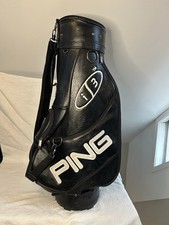 Ping i3 TiST Golf Tour Leather Staff Bag 6-Way Divider Black W Rain Cover