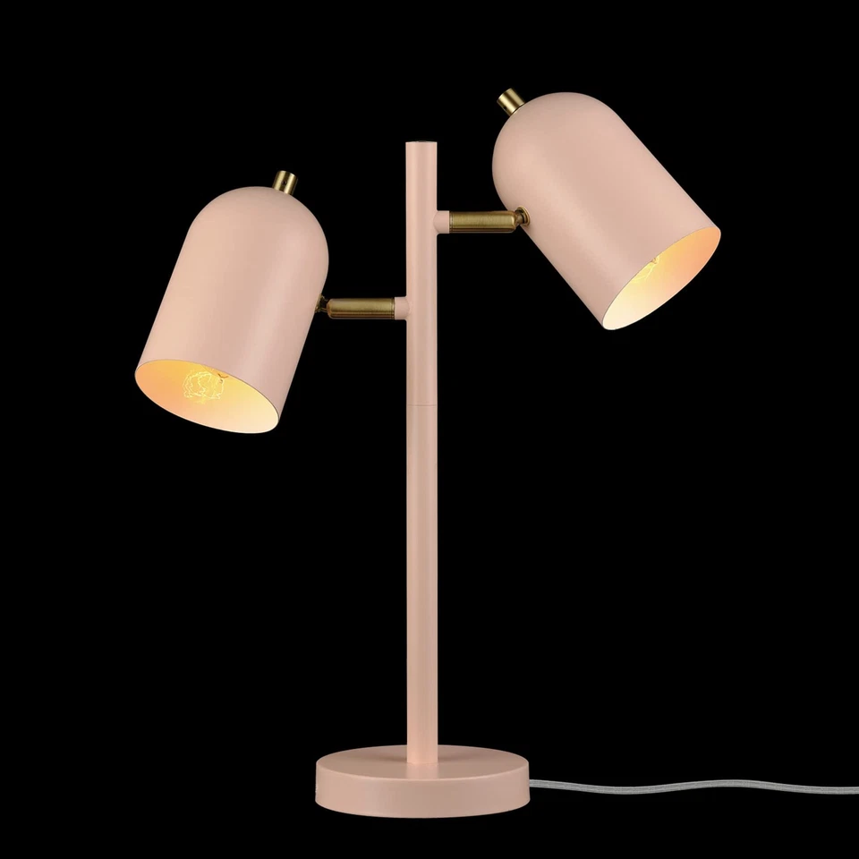 Lámpara de Escritorio Eléctrica 30290 19" 2 Luces, Rosa Mate, Acentos de Latón, 2.1A USB Por... Foto 2 de 4