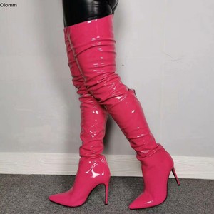 fuchsia thigh high boots