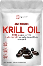 Micro Ingredients Antarctic Krill Oil 2,000mg, 240 Softgels, Omega-3, EPA, DHA