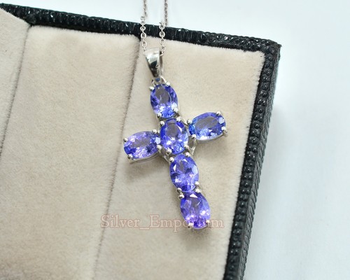 7x5 MM Natural Tanzanite 925 Sterling Silver December Birthstone Wedding Pendant - Picture 3 of 10