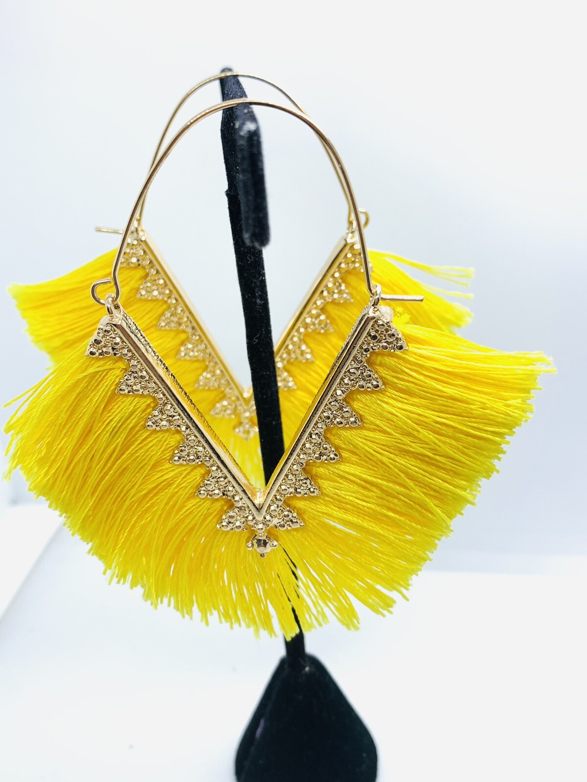 Yellow Fashion Statement Gold-Tone Earrings