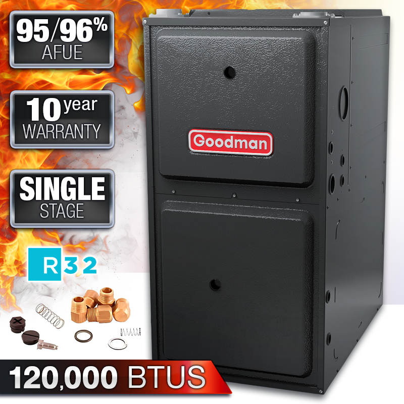 Goodman Gas Furnace 95-96% 120000 BTU NG/LP Stage Multi-Position  GR9S96/GD9S96