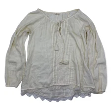 Hollister Off White Lace Front And Trim 3/4 Sleeves Size Small