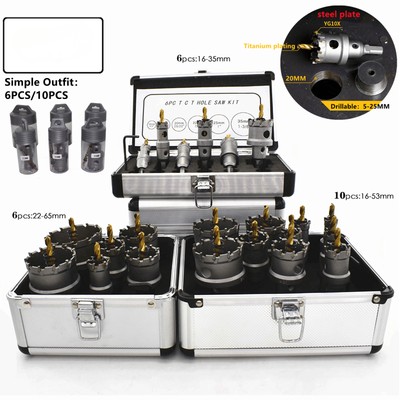 6pcs/10pcs/Set 16-65mm Drilling Crown for Hole Saw Carbide Metal Stainless Steel