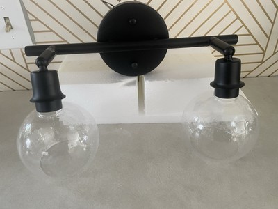 Black Vanity Seeded Clear Glass Lamp Shades Half CircleWall Sconce Light Fixture