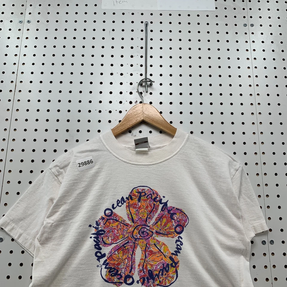 Vintage Ocean Pacific Cropped Shirts White Youth Girls Large Floral 19.5x16.5 - Image 2 of 4