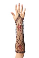 Guanti Donna Pizzo Rete Nero Teschio Progettazione Punk Gotico Strega Vampiro