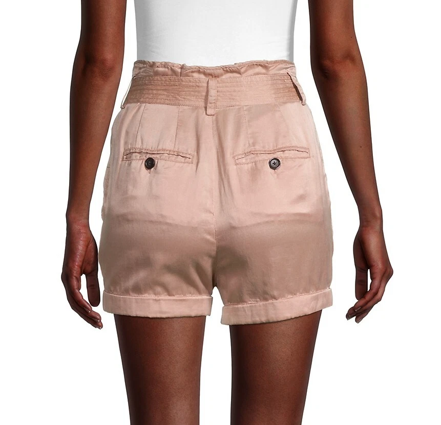 NUEVO A.L.C US L Merrick Dusty Rose Bolsa de Papel Mezcla de Seda Pantalones Cortos Cintura Alta Foto 4 de 4