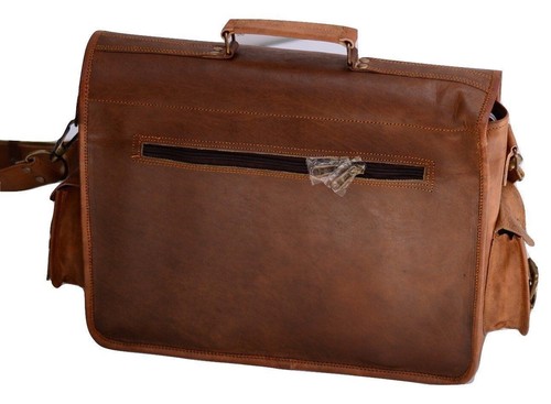New Brown Briefcase Leather Laptop Shoulder Men's Messenger Handmade Bag - Afbeelding 3 van 8