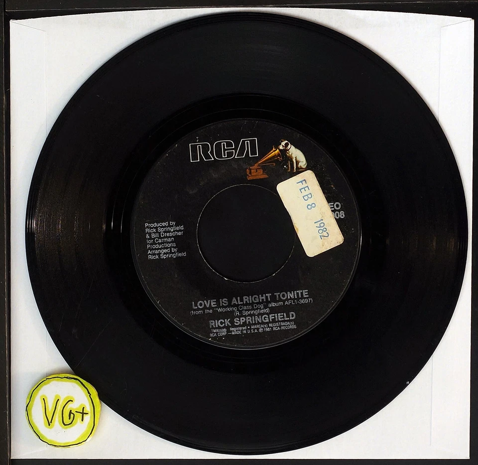 Rick Springfield - Love Is Alright Tonite - 7" single 45rpm record - Image 2 of 3