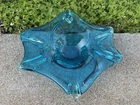 Vintage Mid-Century Murano Glass Plate/Candy Dish Blue & Clear