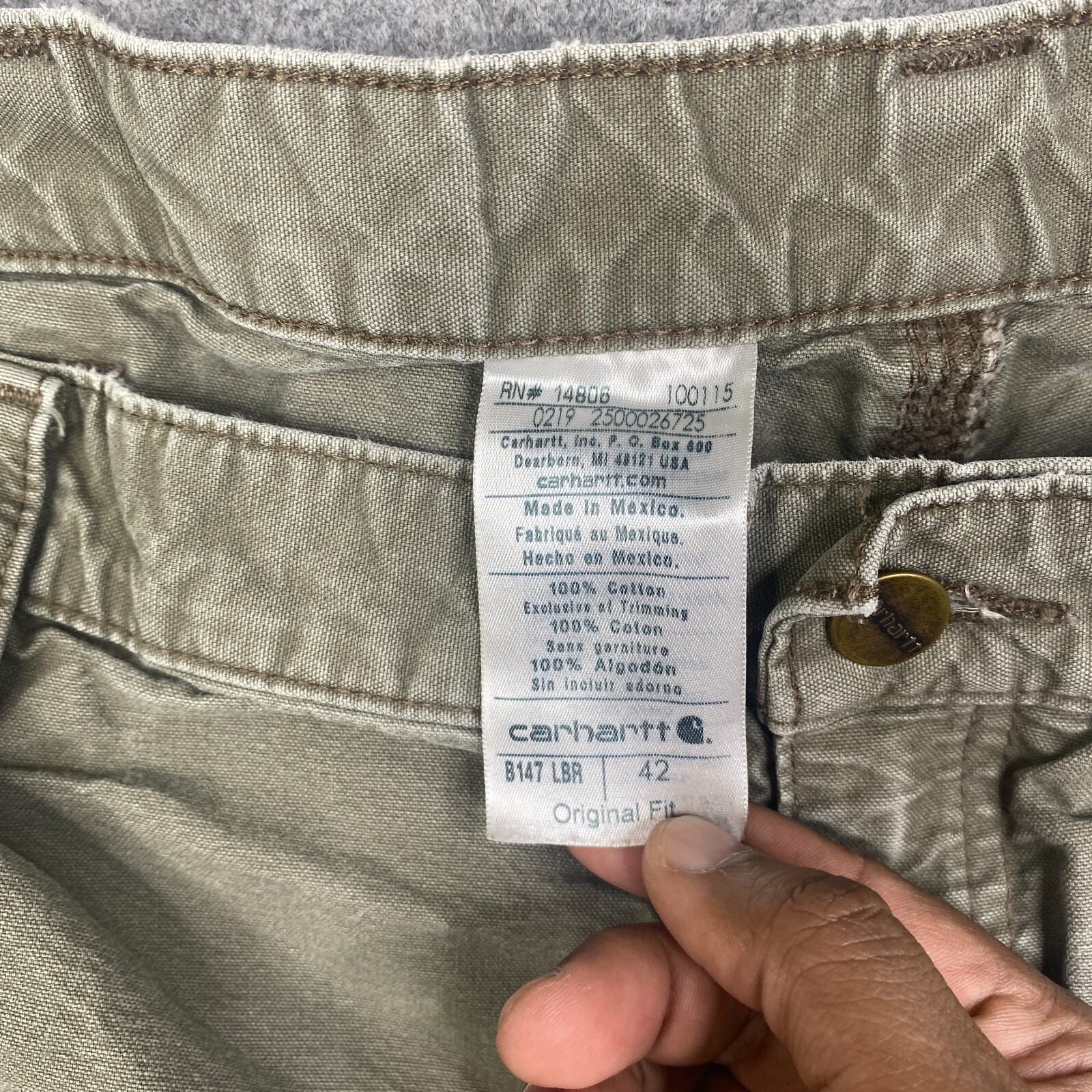 Carhartt B147 LBR Shorts Mens 42 workwear casual utility measures 38x9 Original