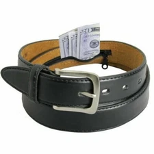 Genuine Leather Men Casual Money Zipper Safe Dark Brown Belt S M L XL. 1.1/4" W