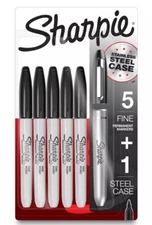 Sharpie stainless Steel Markers Case + 5 Markers Black Fine 2135418